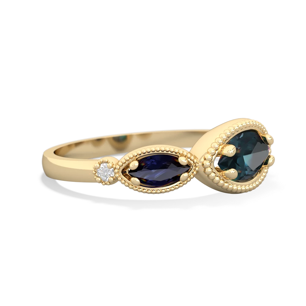 Alexandrite Milgrain Marquise 14K Yellow Gold ring R5700