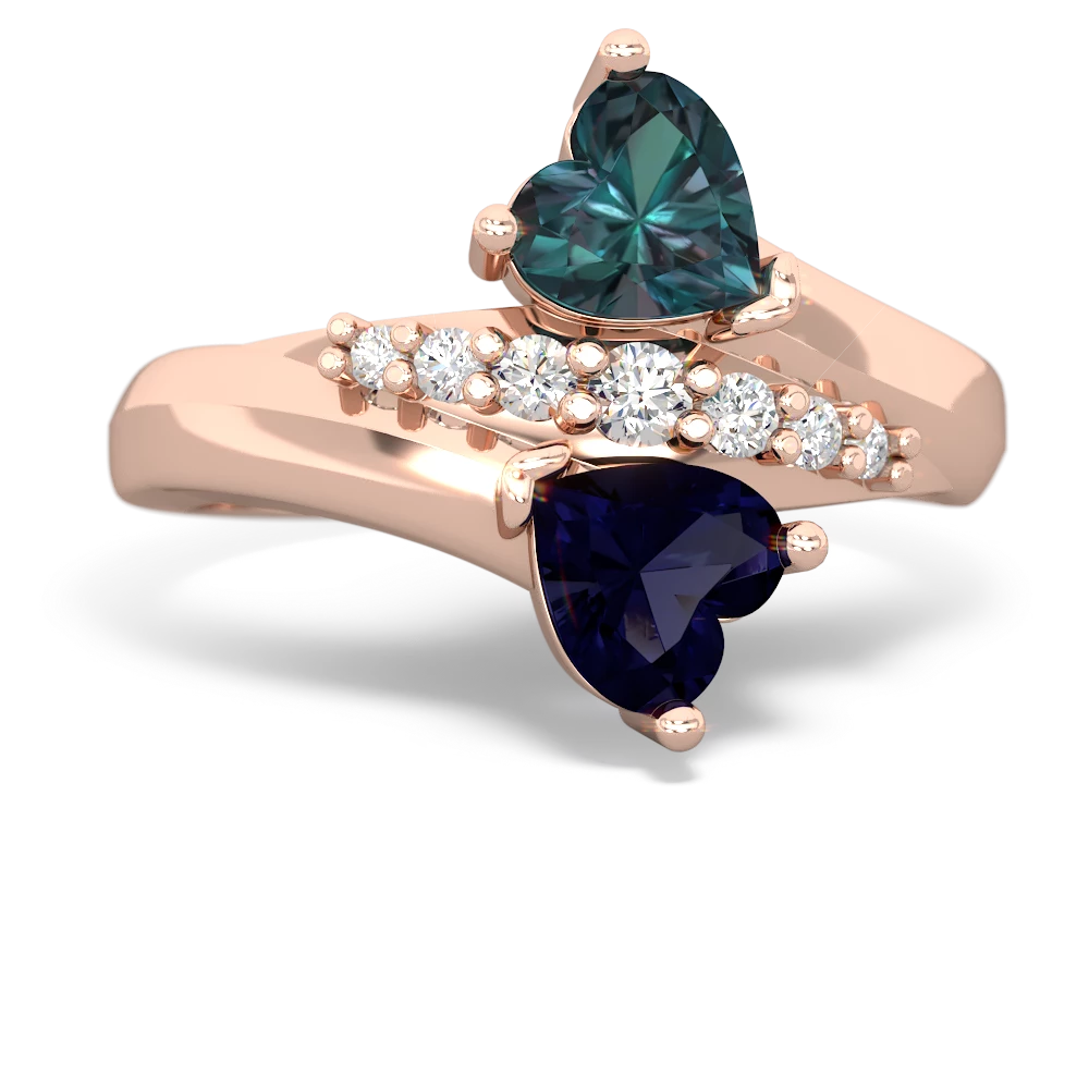 Alexandrite Heart To Heart 14K Rose Gold ring R2064