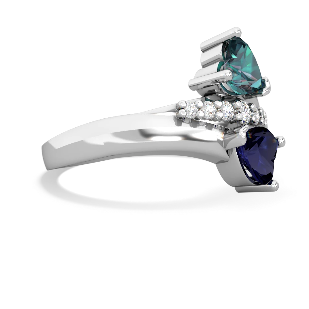 Alexandrite Heart To Heart 14K White Gold ring R2064