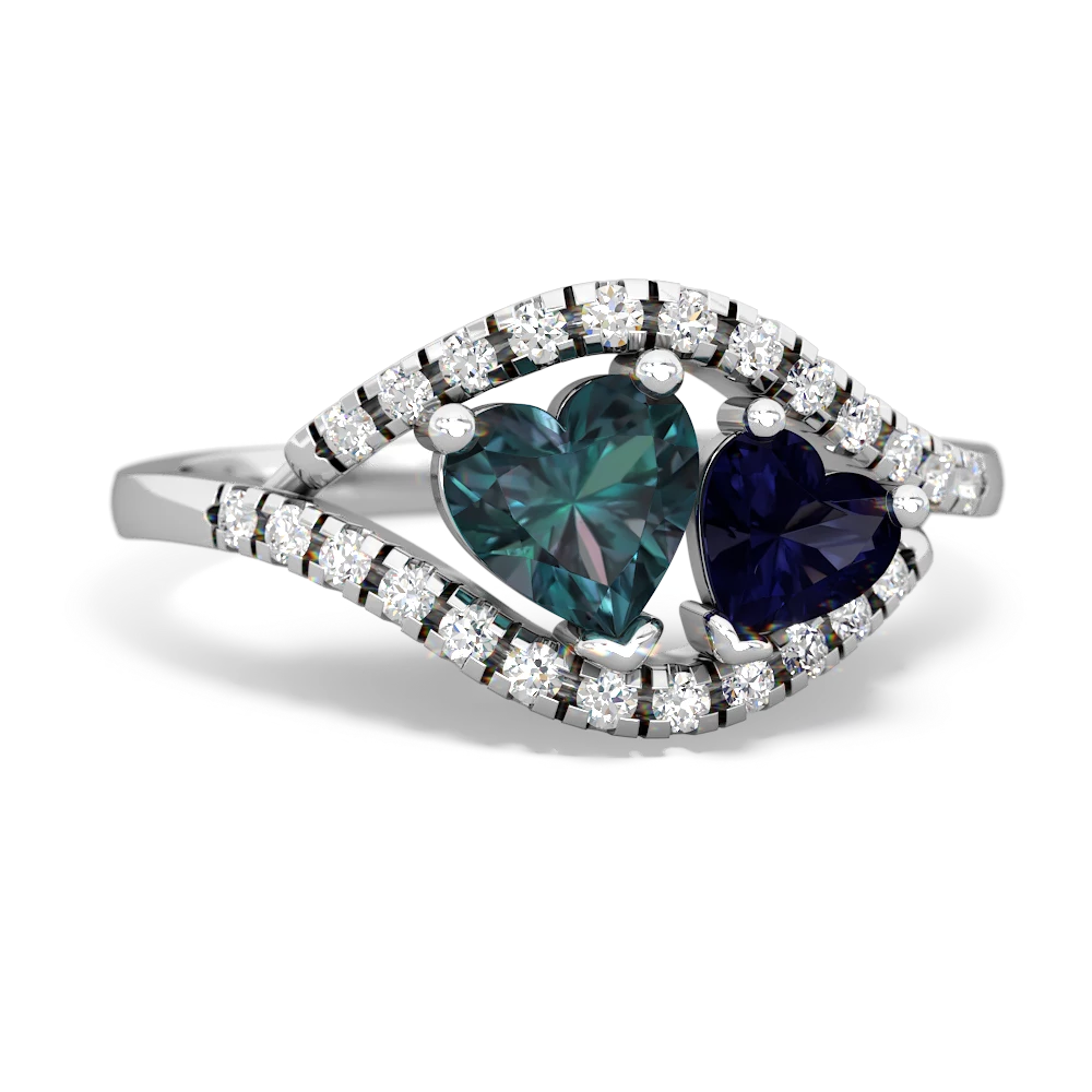 Alexandrite Mother And Child 14K White Gold ring R3010