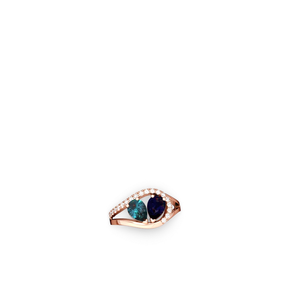 Alexandrite Nestled Heart Keepsake 14K Rose Gold ring R5650