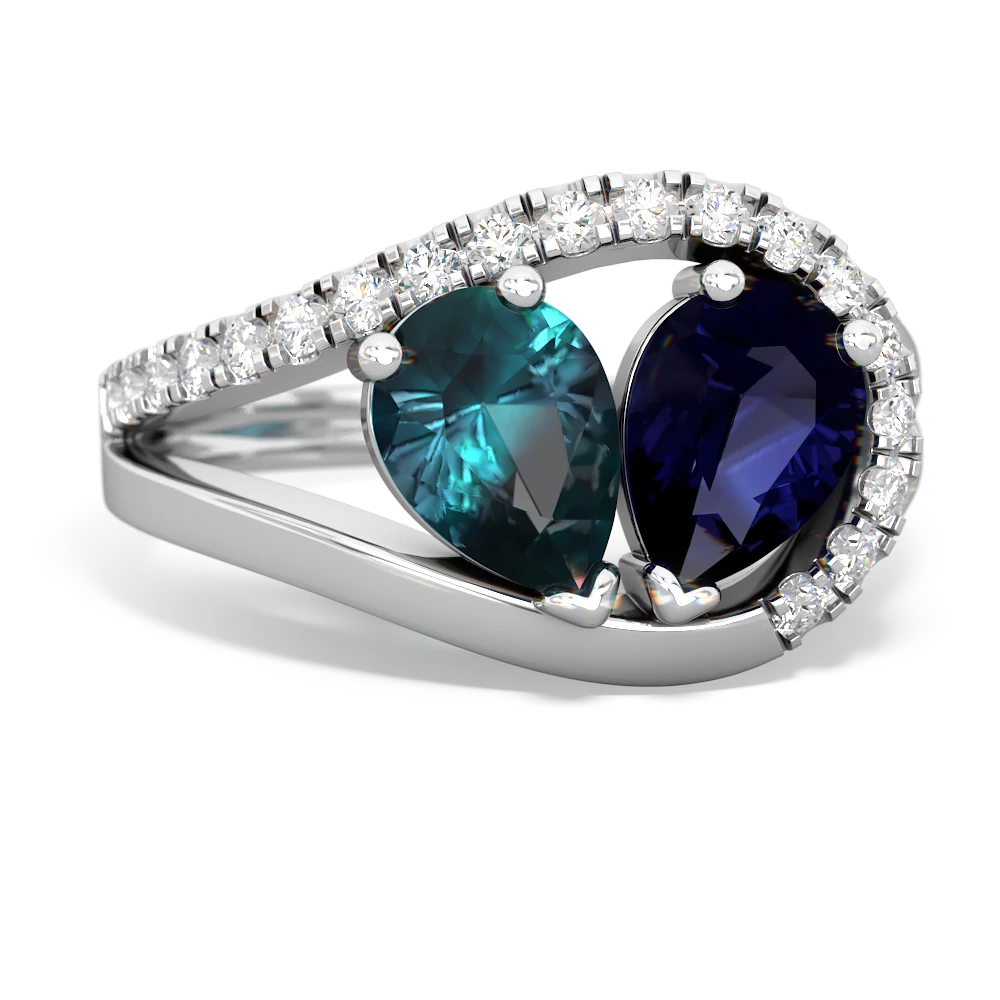 Alexandrite Nestled Heart Keepsake 14K White Gold ring R5650