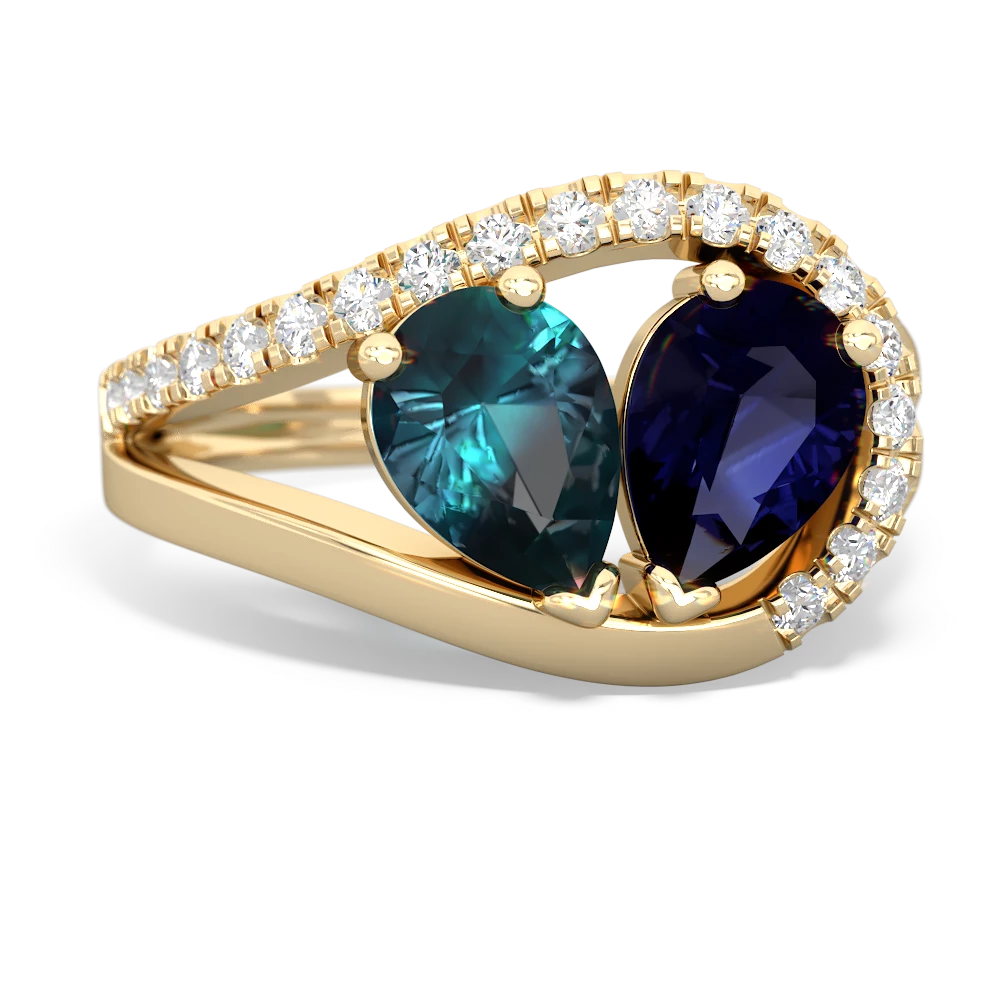 Alexandrite Nestled Heart Keepsake 14K Yellow Gold ring R5650