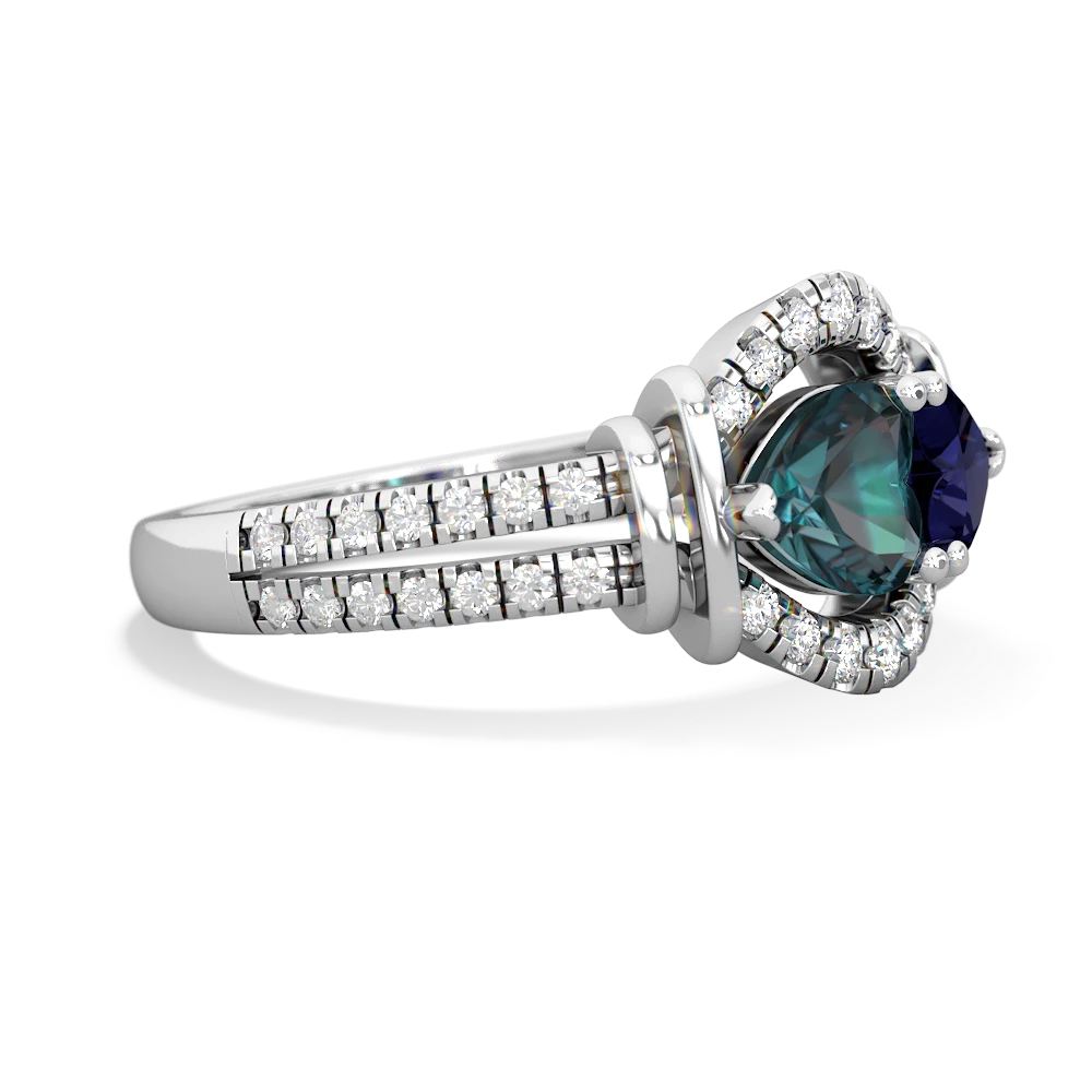 Alexandrite Art-Deco Keepsake 14K White Gold ring R5630