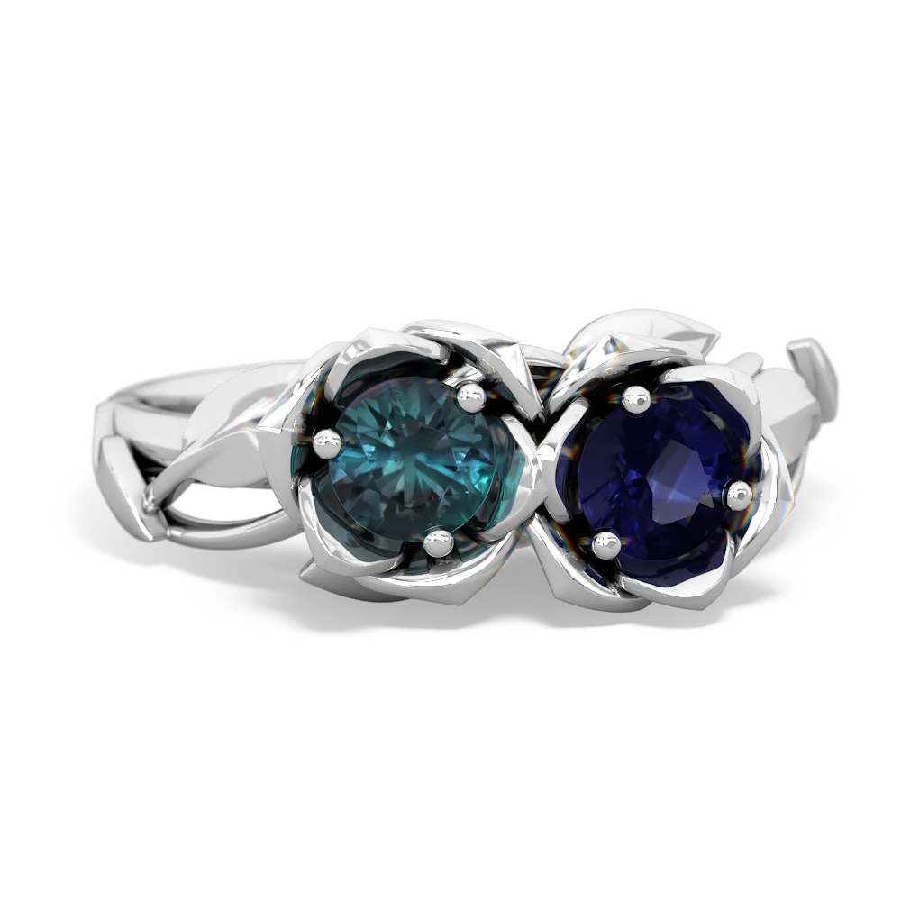 Alexandrite Rose Garden 14K White Gold ring R5510