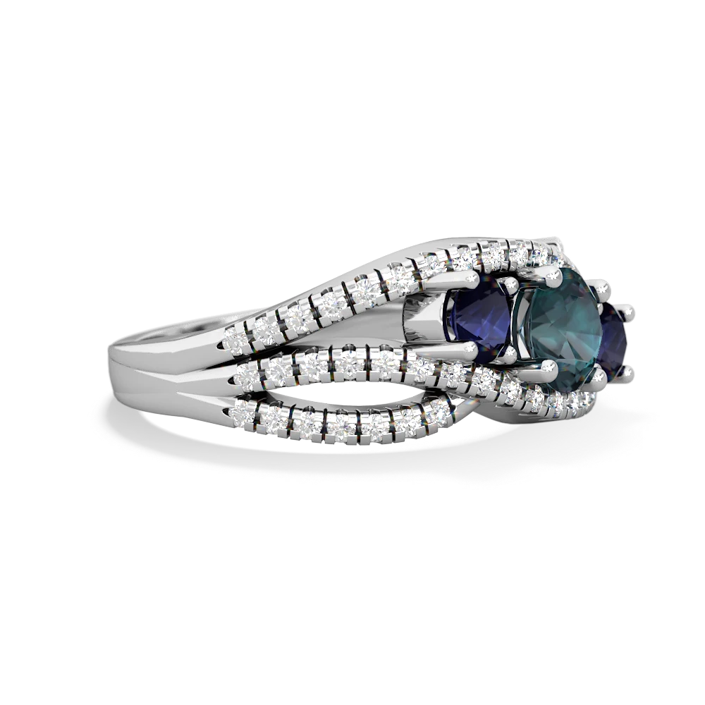 Alexandrite Three Stone Aurora 14K White Gold ring R3080