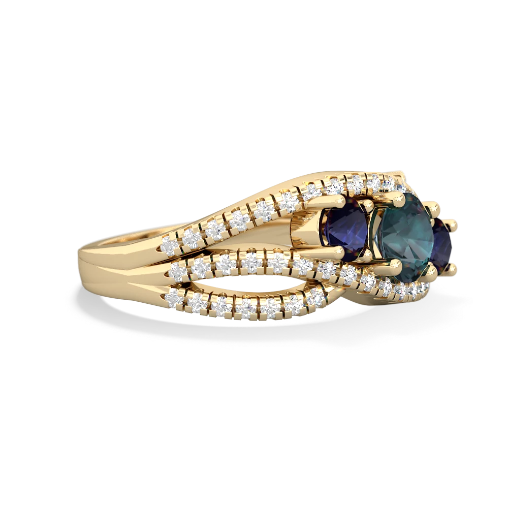 Alexandrite Three Stone Aurora 14K Yellow Gold ring R3080