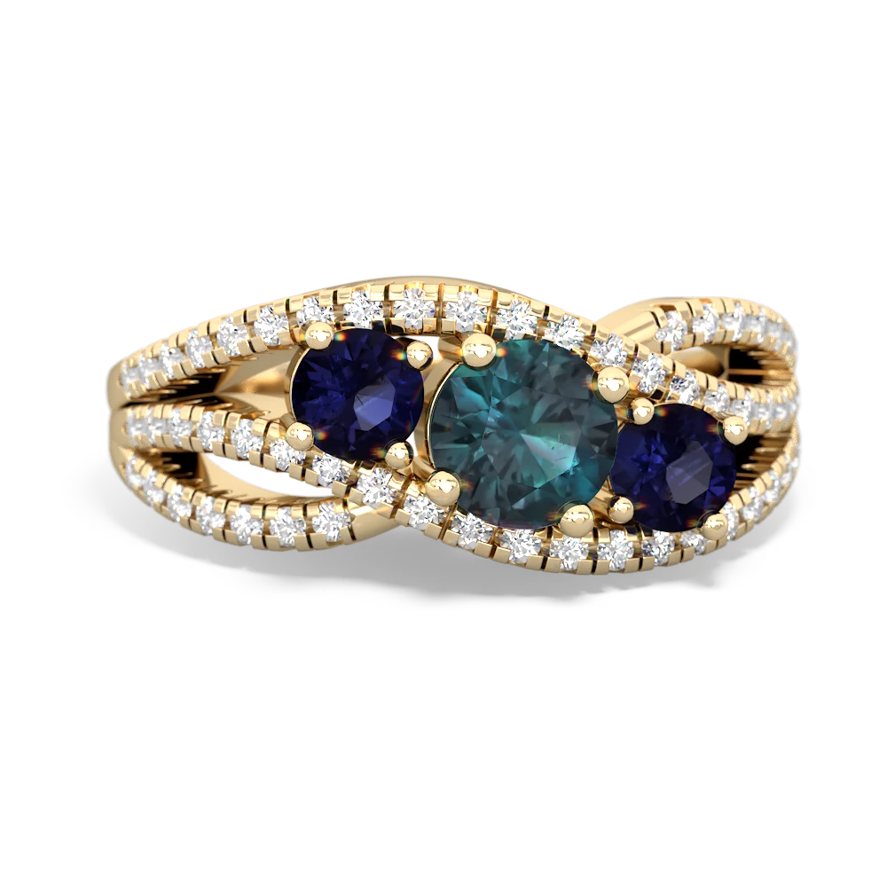 Alexandrite Three Stone Aurora 14K Yellow Gold ring R3080