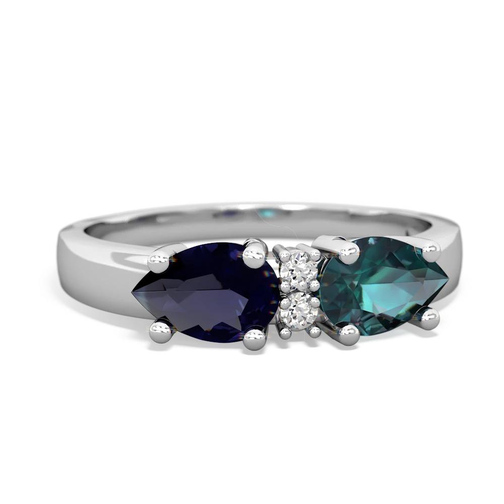 Alexandrite Pear Bowtie 14K White Gold ring R0865