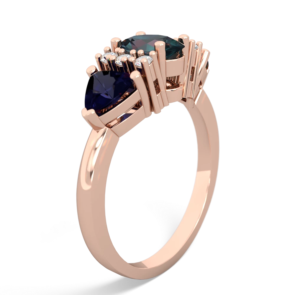 Alexandrite Antique Style Three Stone 14K Rose Gold ring R2186