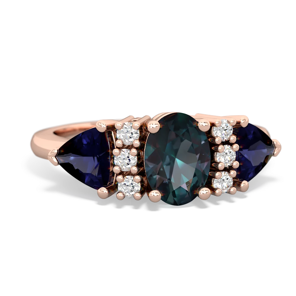 Alexandrite Antique Style Three Stone 14K Rose Gold ring R2186