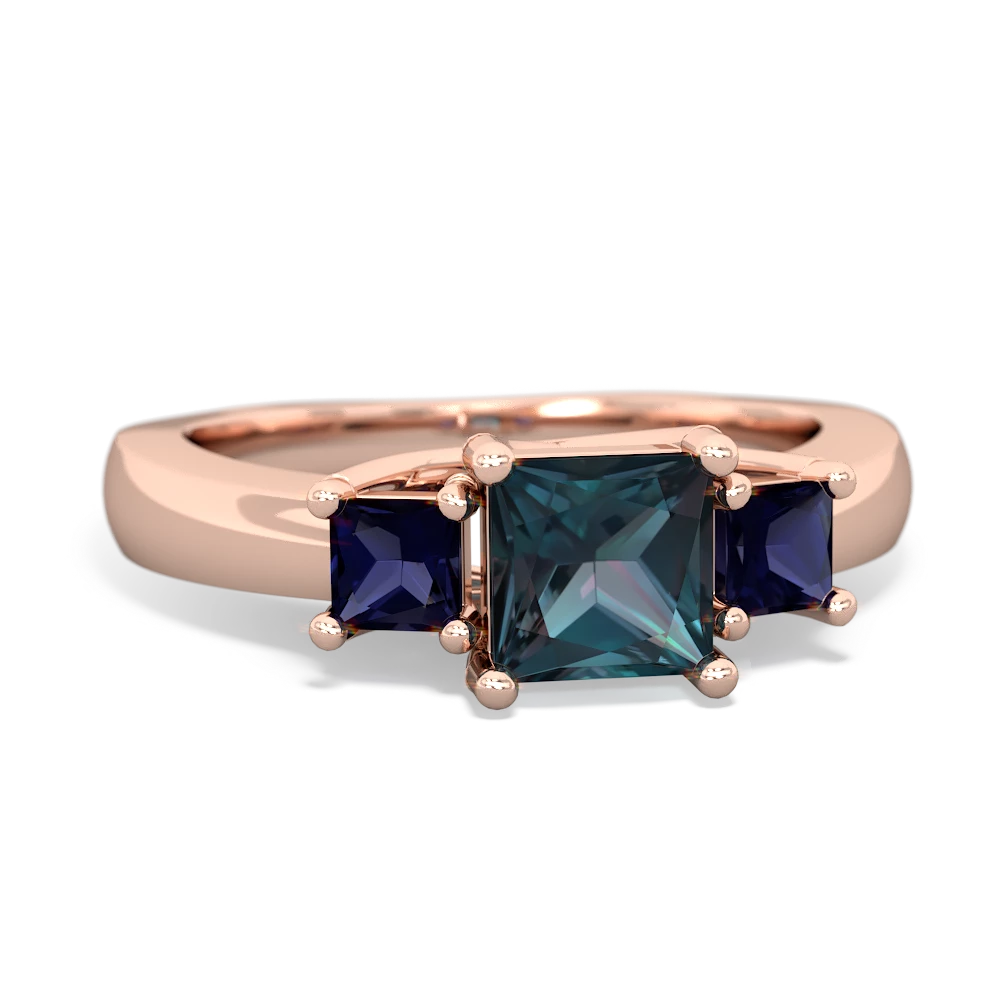 Alexandrite Three Stone Trellis 14K Rose Gold ring R4015