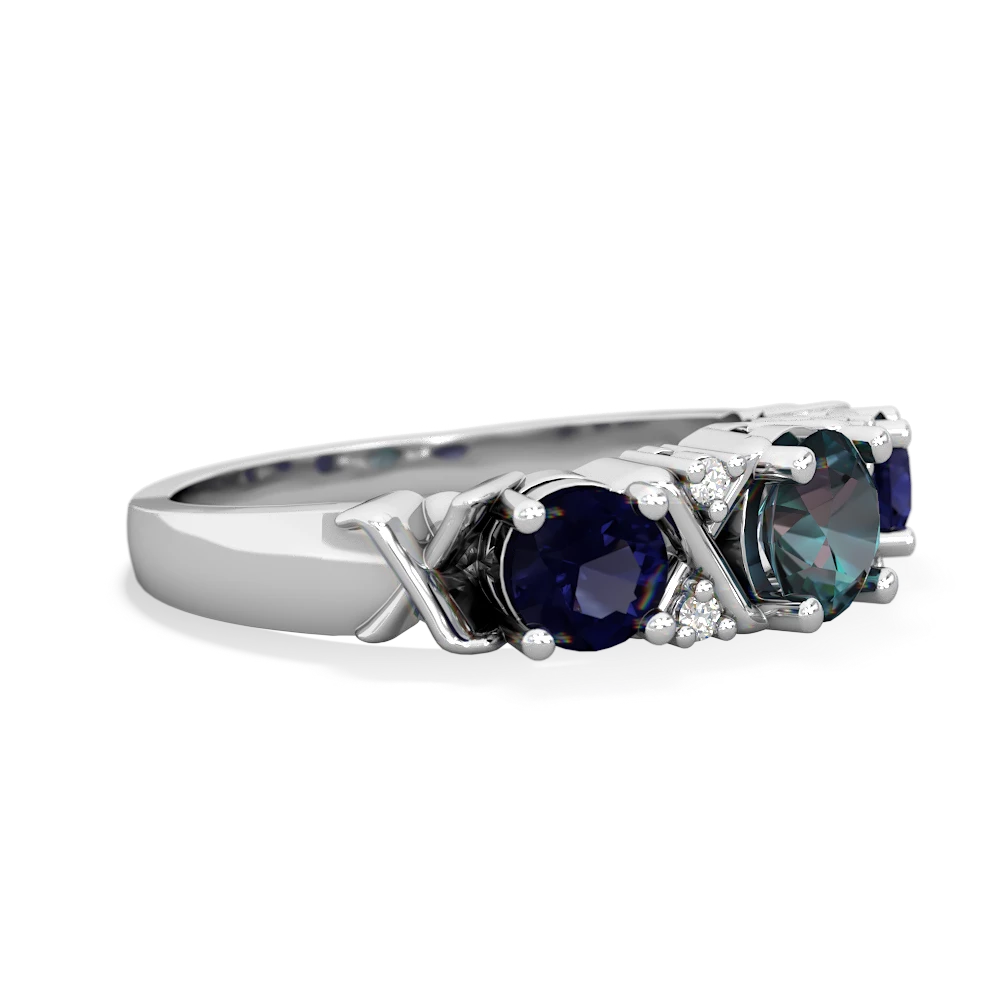 Alexandrite Hugs And Kisses 14K White Gold ring R5016