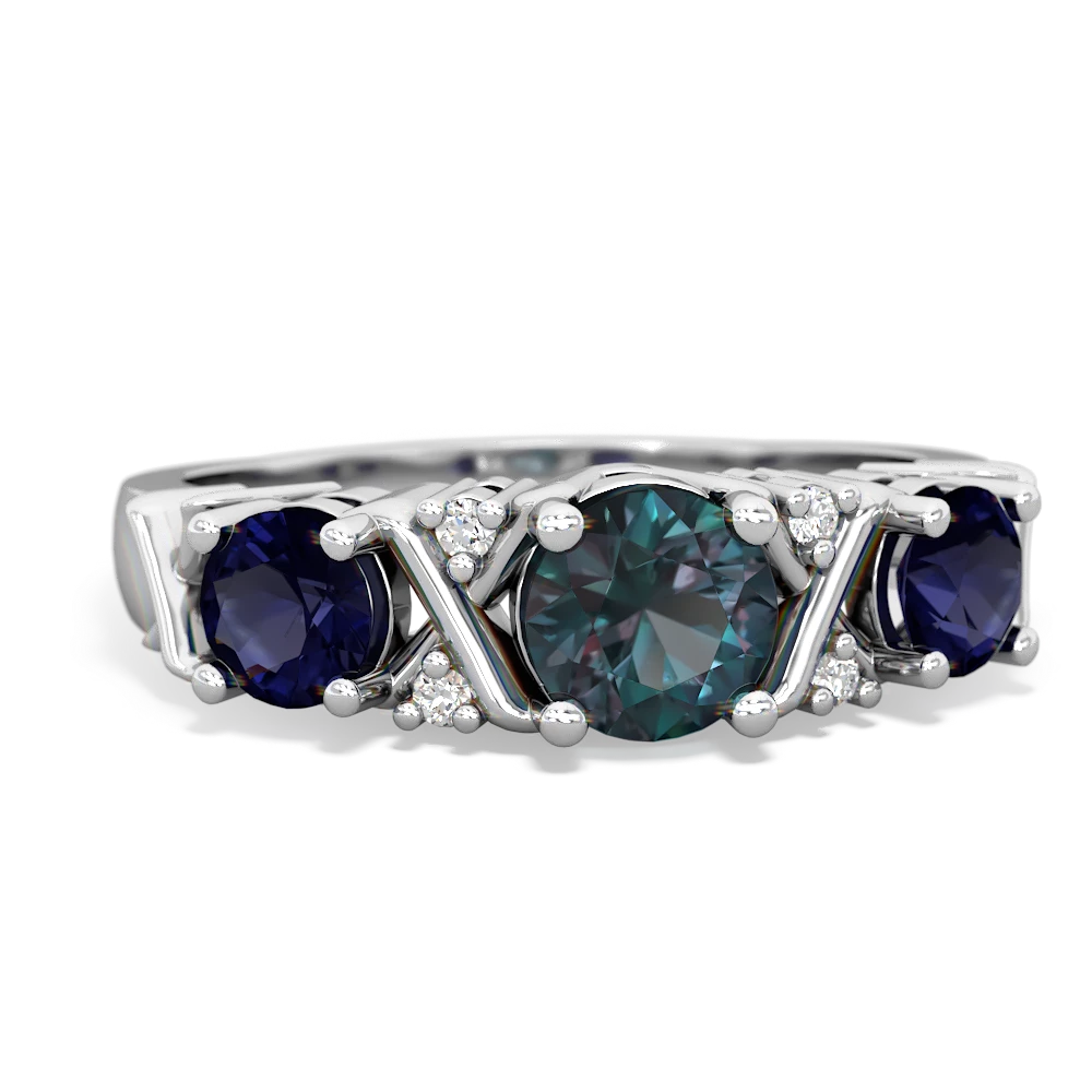 Alexandrite Hugs And Kisses 14K White Gold ring R5016