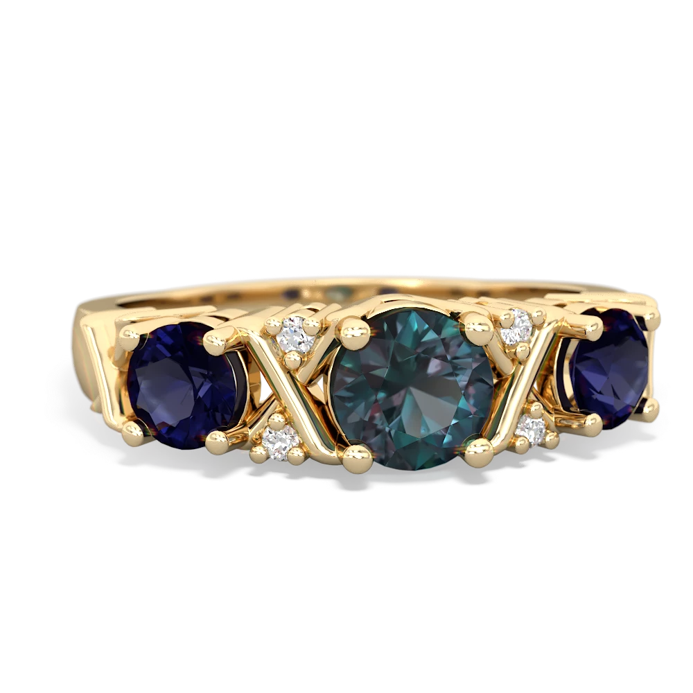 Alexandrite Hugs And Kisses 14K Yellow Gold ring R5016