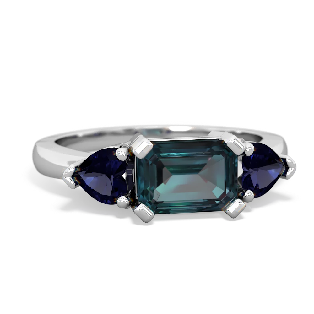 Alexandrite Three Stone 14K White Gold ring R5235