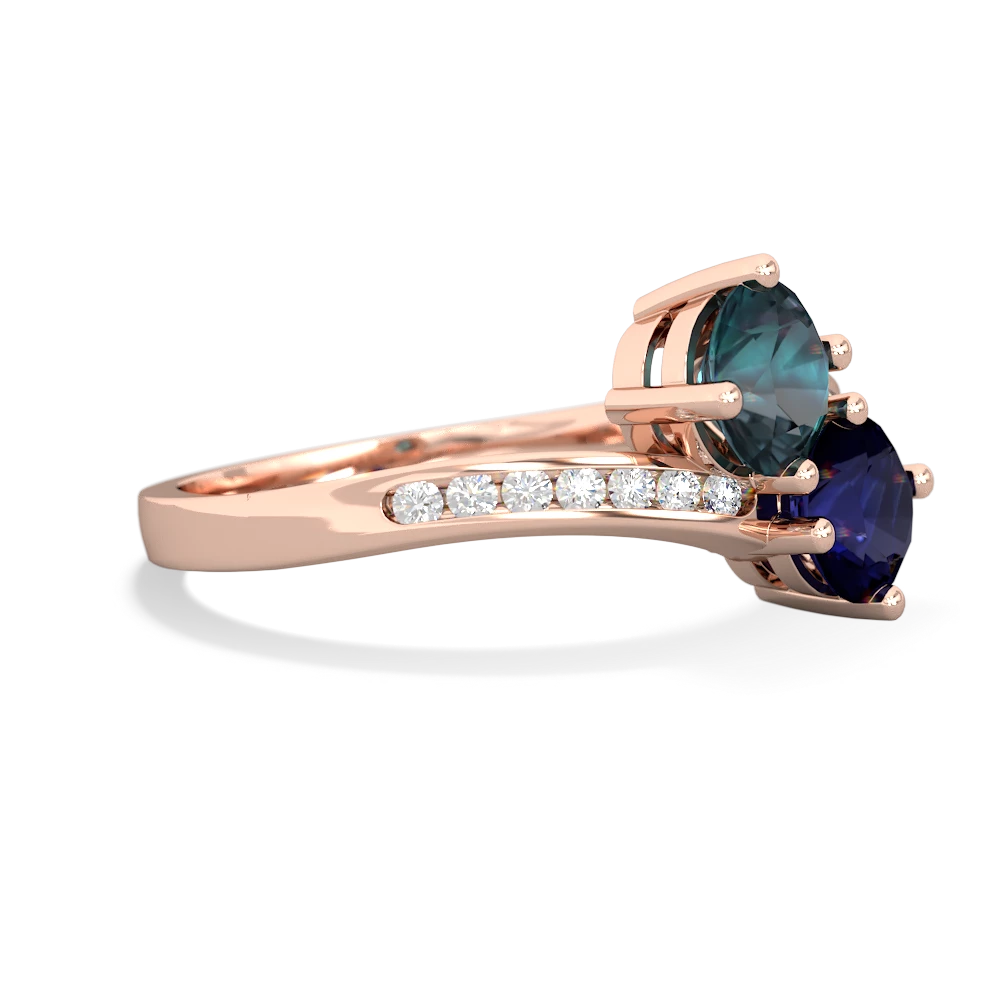 Alexandrite Channel Set Two Stone 14K Rose Gold ring R5303