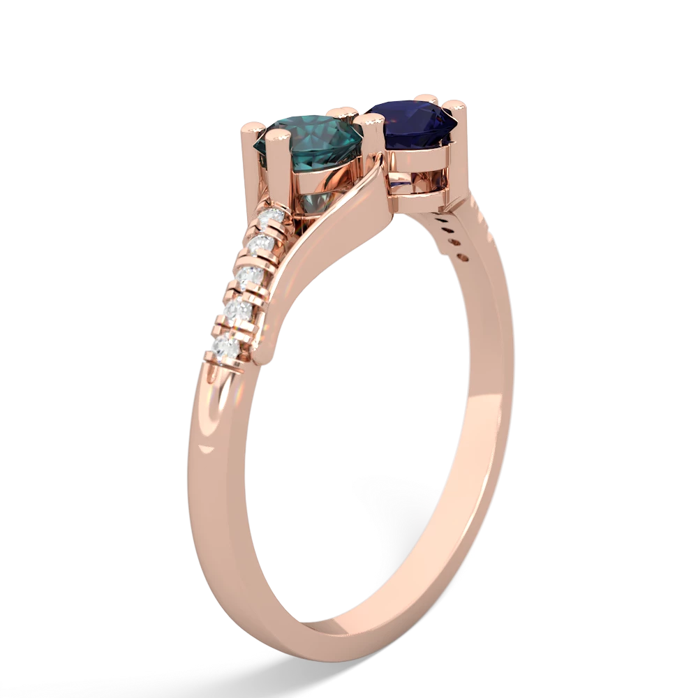 Alexandrite Infinity Pave Two Stone 14K Rose Gold ring R5285