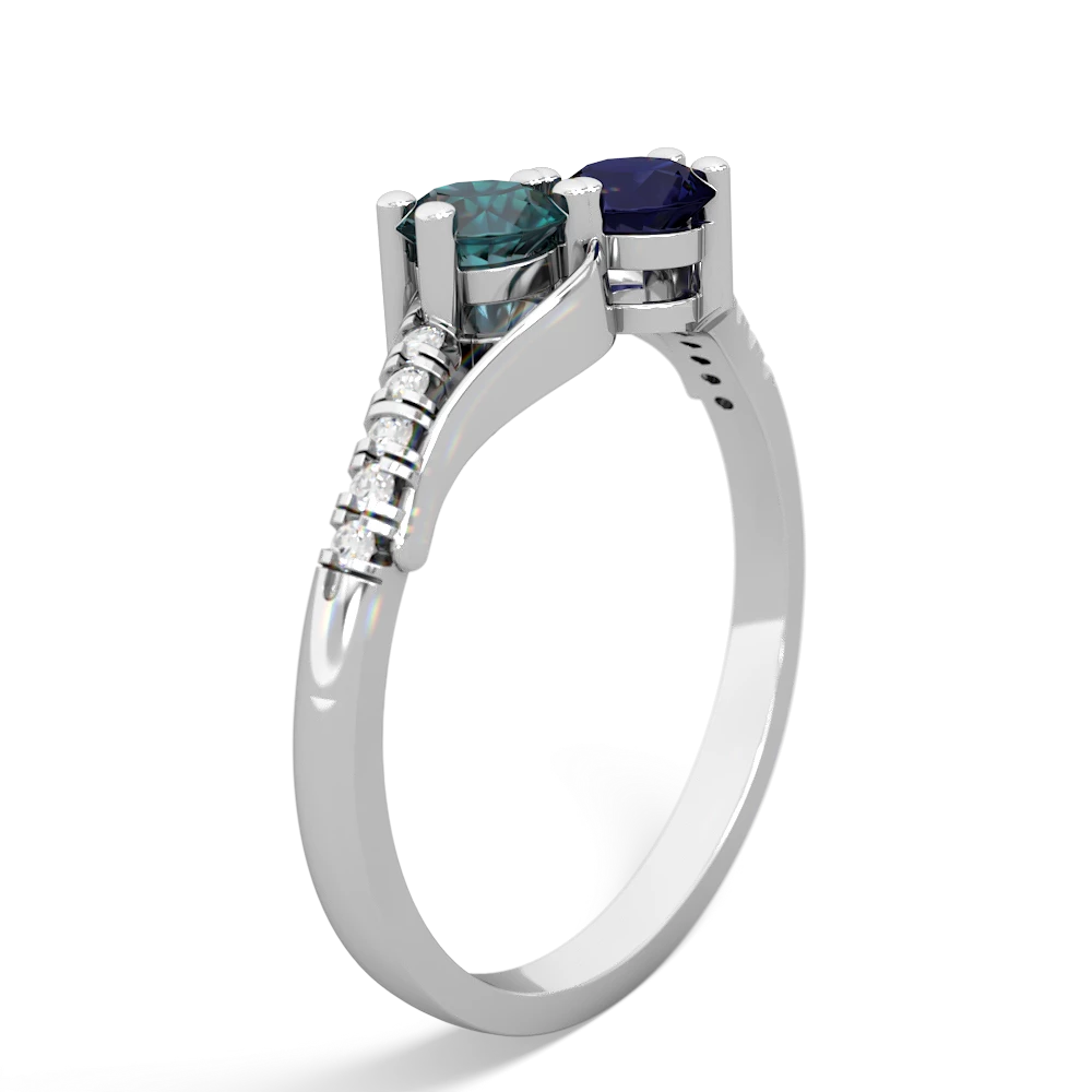 Alexandrite Infinity Pave Two Stone 14K White Gold ring R5285