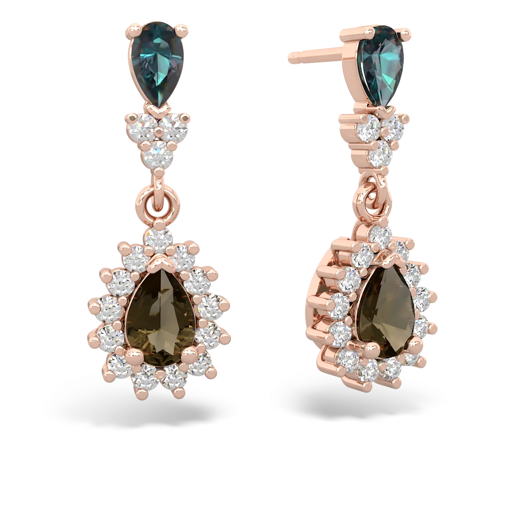 Alexandrite Halo Pear Dangle 14K Rose Gold earrings E1882