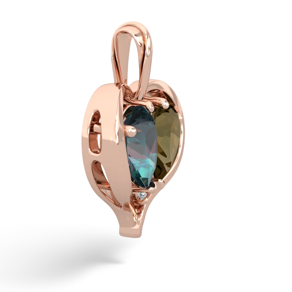 Alexandrite Two Become One 14K Rose Gold pendant P5330