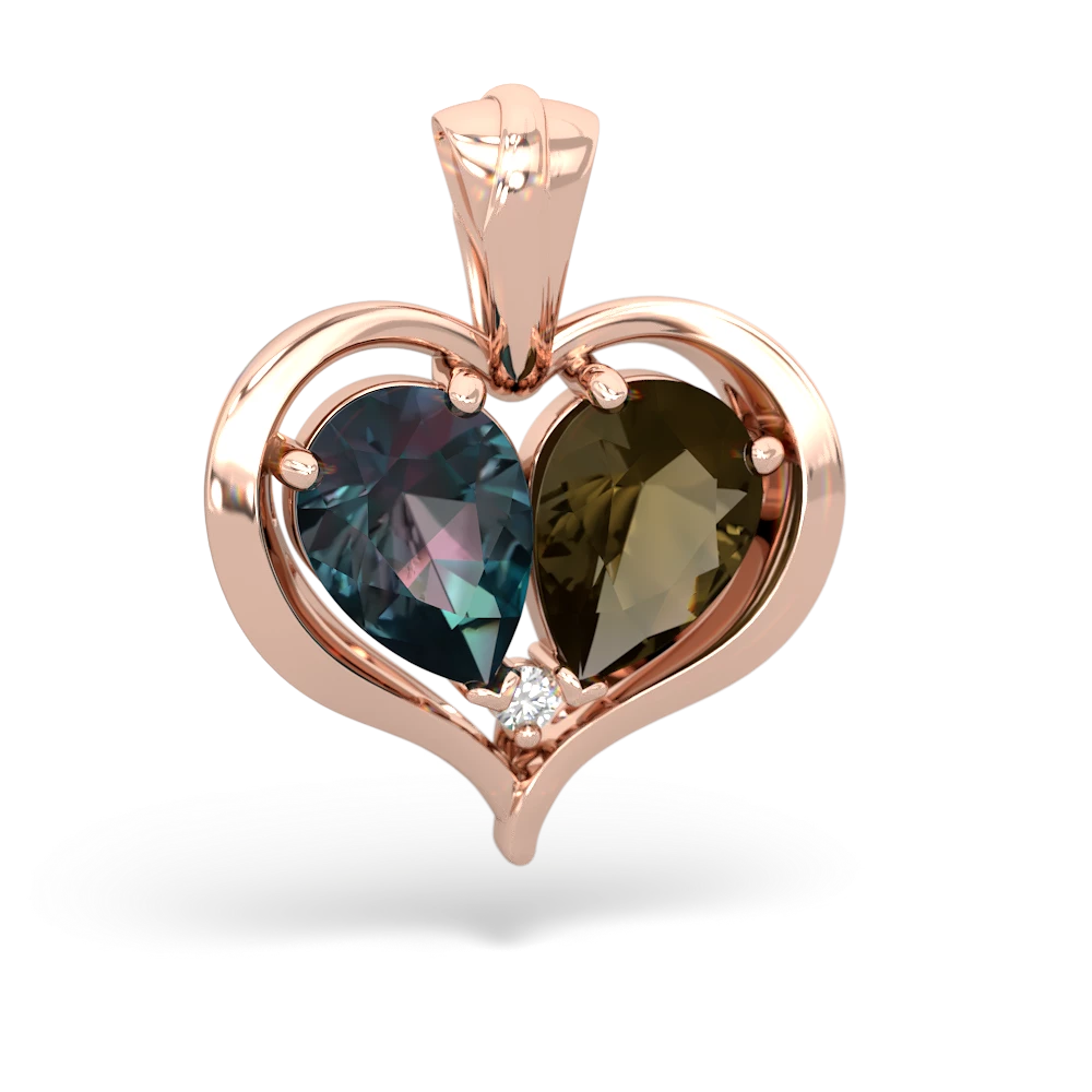 Alexandrite Two Become One 14K Rose Gold pendant P5330