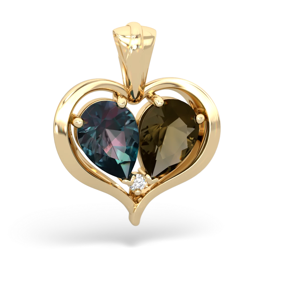 Alexandrite Two Become One 14K Yellow Gold pendant P5330