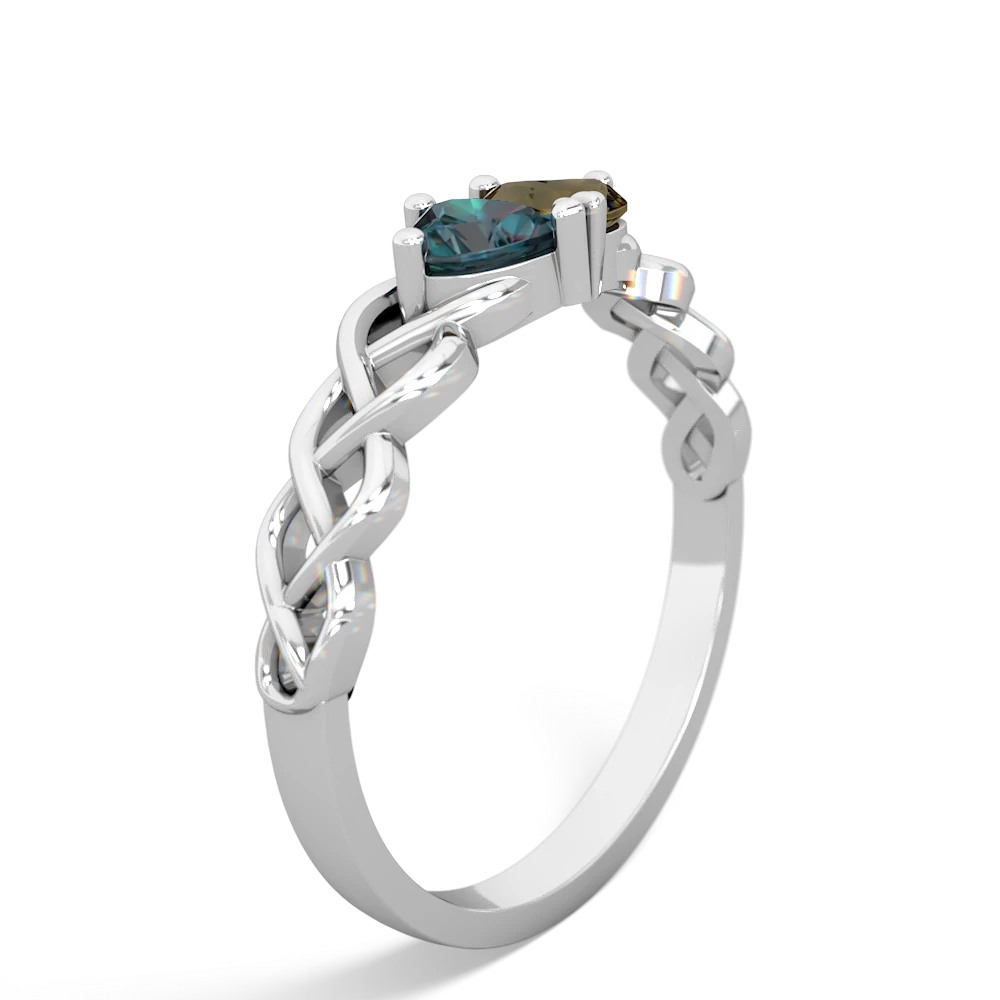 Alexandrite Heart To Heart Braid 14K White Gold ring R5870