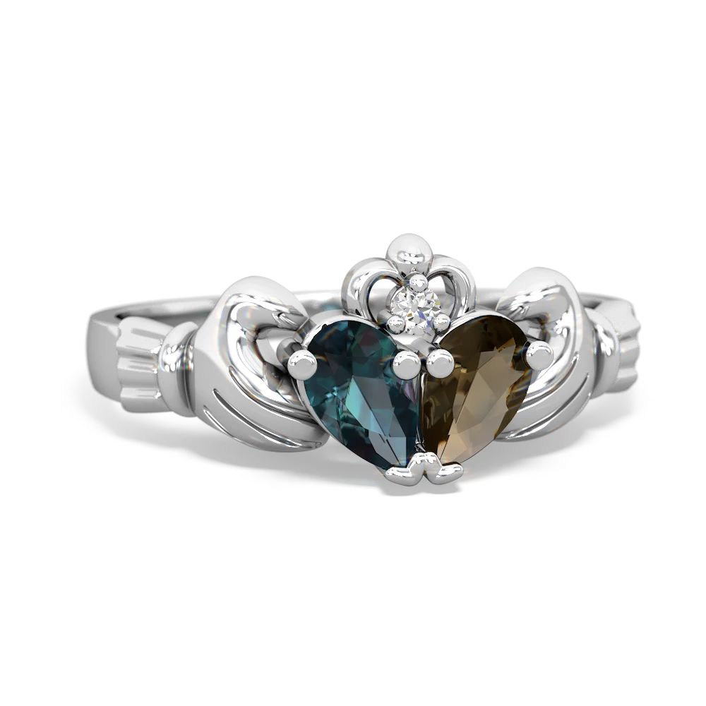 Alexandrite 'Our Heart' Claddagh 14K White Gold ring R2388