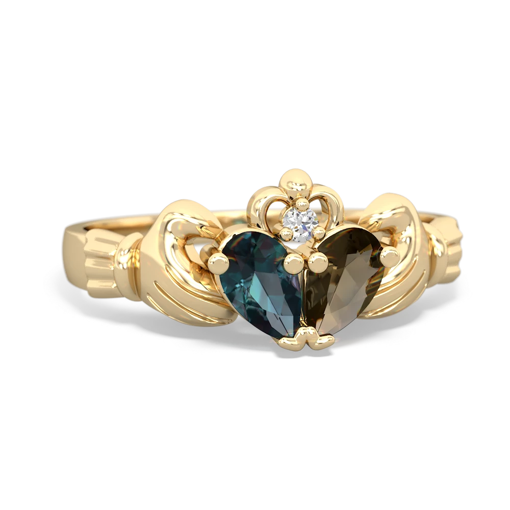 Alexandrite 'Our Heart' Claddagh 14K Yellow Gold ring R2388