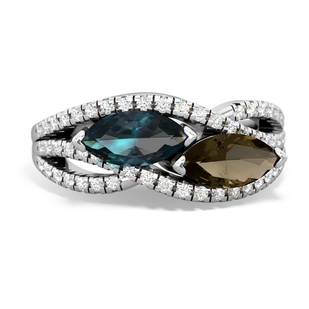 Alexandrite Diamond Rivers 14K White Gold ring R3070