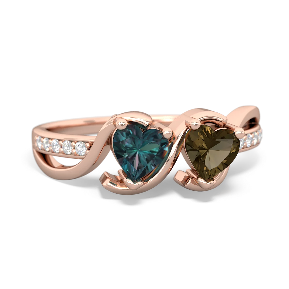 Alexandrite Side By Side 14K Rose Gold ring R3090