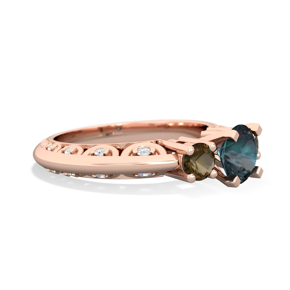 Alexandrite Art Deco Eternal Embrace Engagement 14K Rose Gold ring C2003