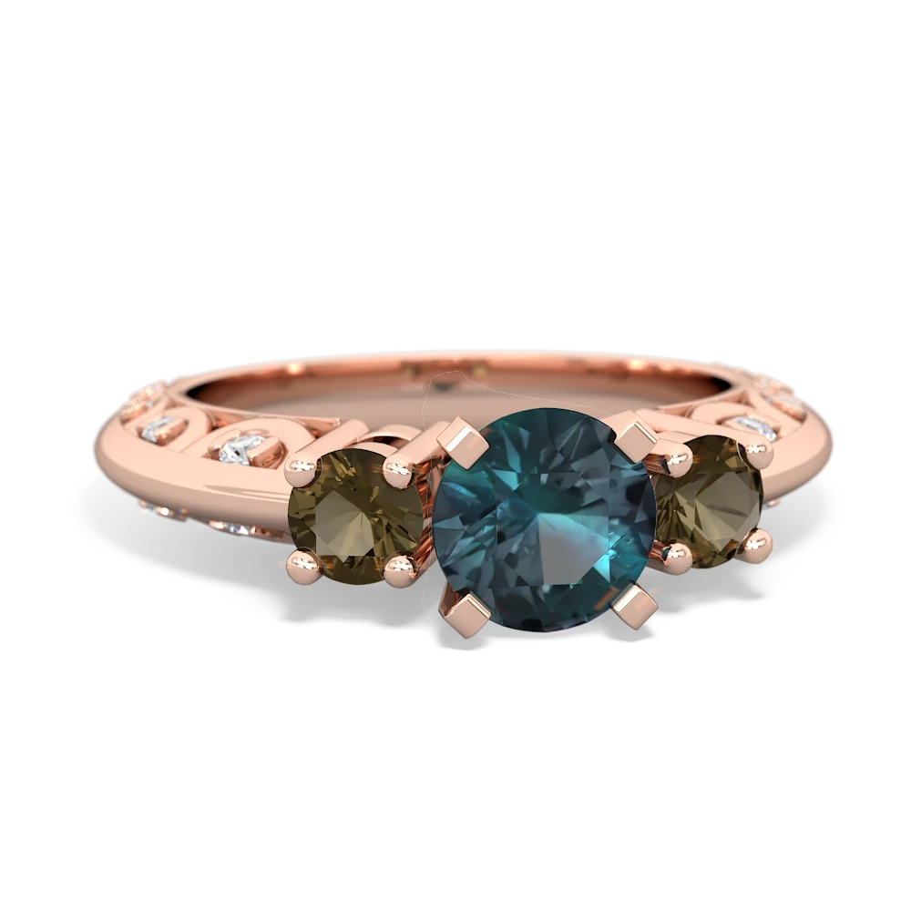 Alexandrite Art Deco Eternal Embrace Engagement 14K Rose Gold ring C2003