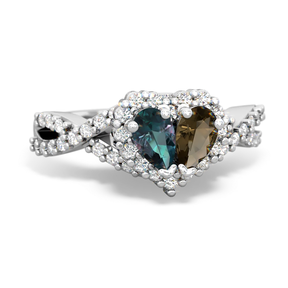 Alexandrite Diamond Twist 'One Heart' 14K White Gold ring R2640HRT