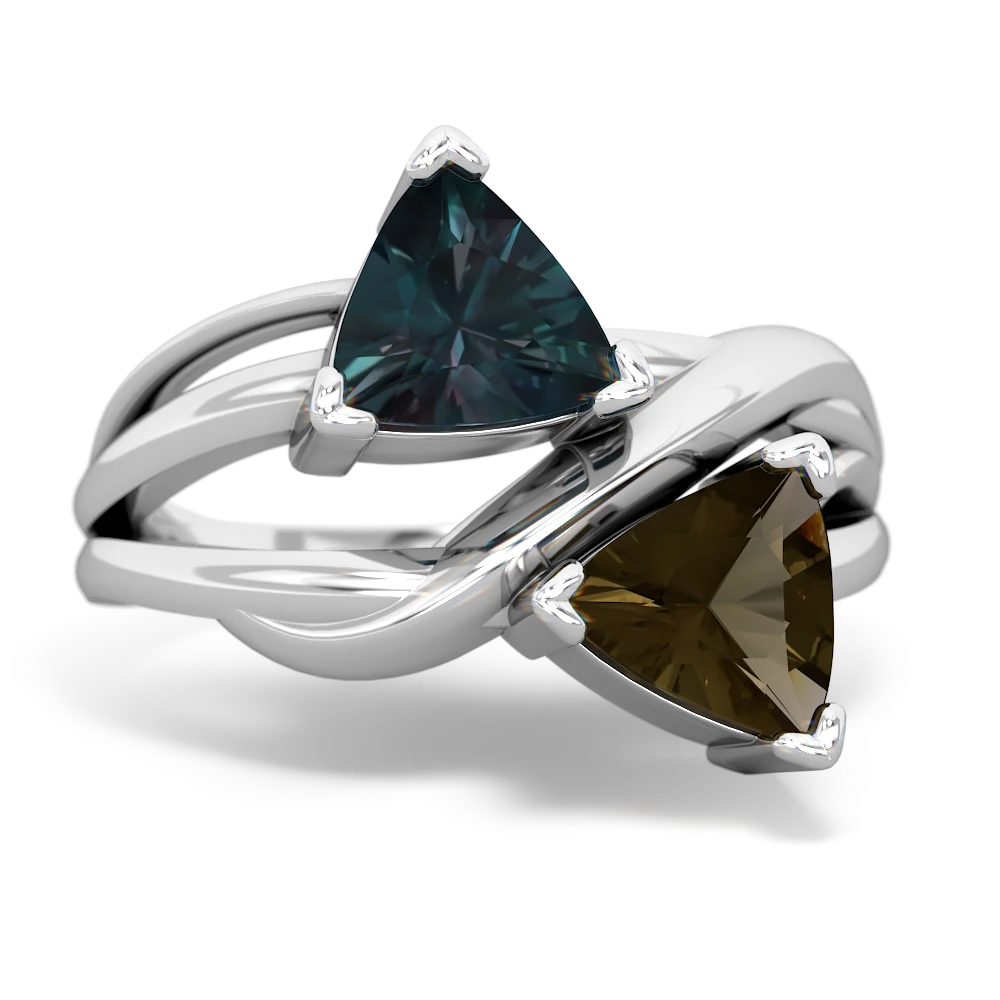 Alexandrite Split Band Swirl 14K White Gold ring R2341