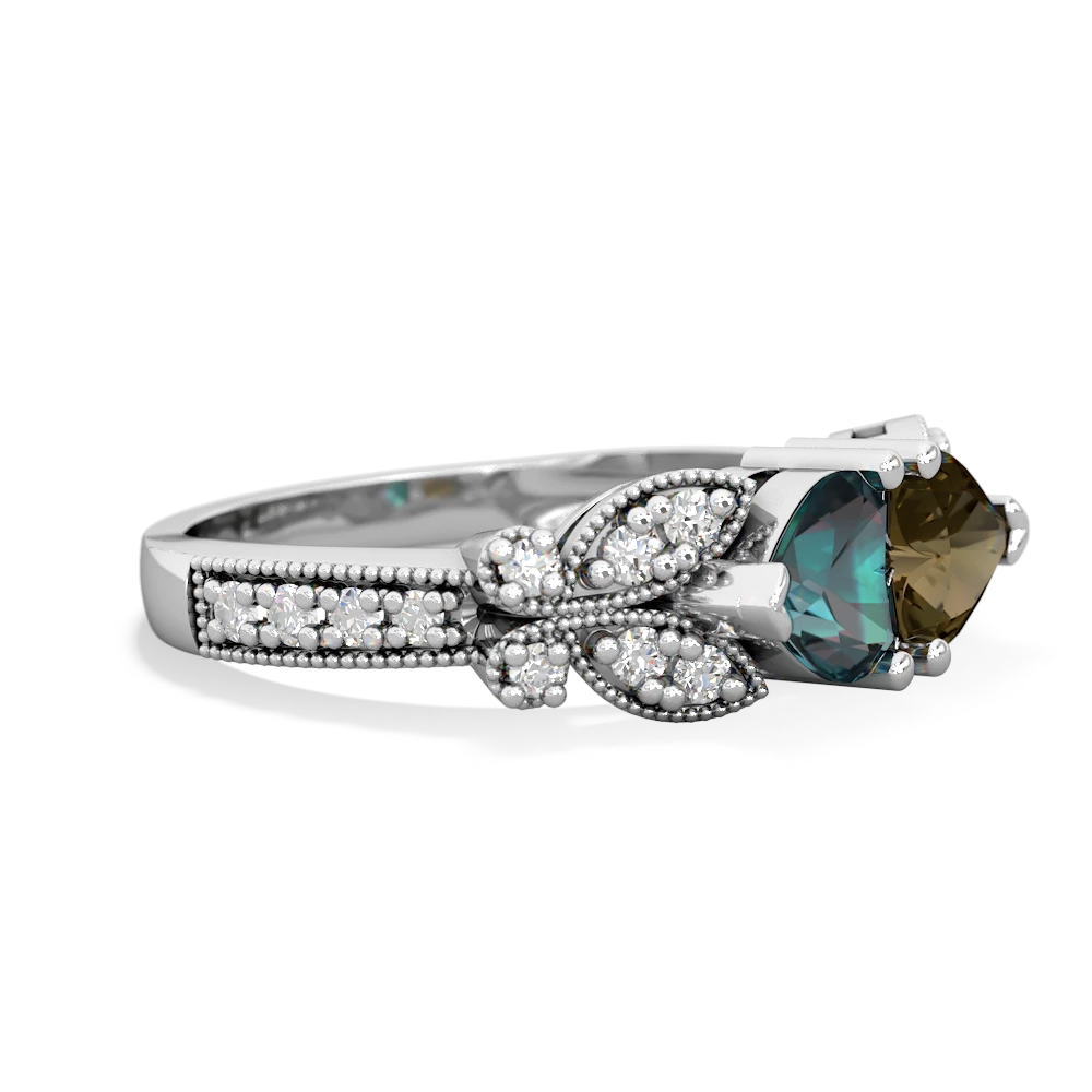 Alexandrite Diamond Butterflies 14K White Gold ring R5601