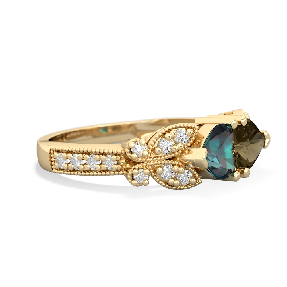 Alexandrite Diamond Butterflies 14K Yellow Gold ring R5601