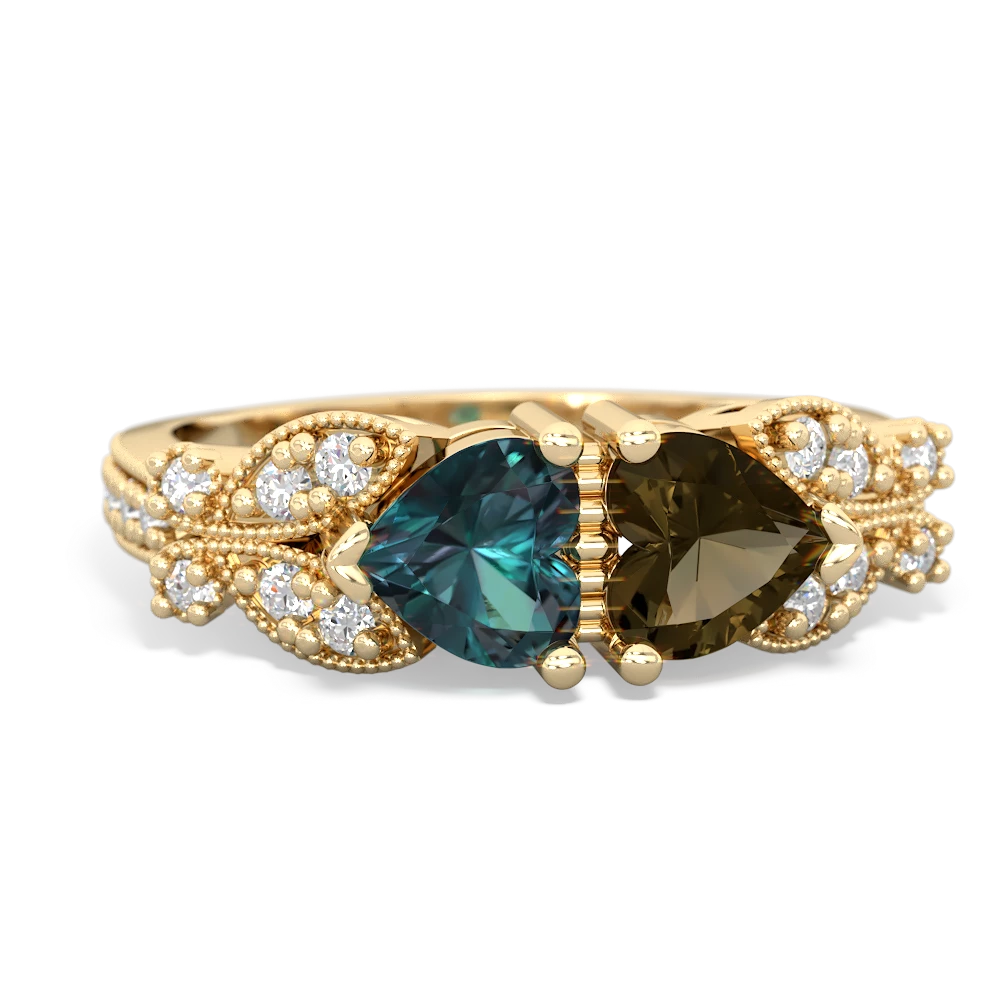 Alexandrite Diamond Butterflies 14K Yellow Gold ring R5601