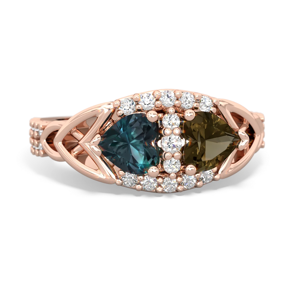 Alexandrite Sparkling Celtic Knot 14K Rose Gold ring R2645