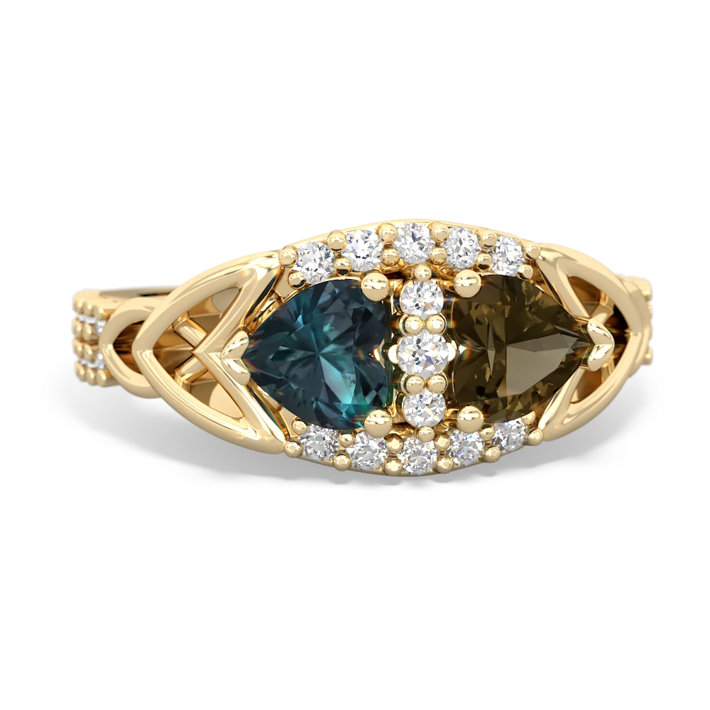 Alexandrite Sparkling Celtic Knot 14K Yellow Gold ring R2645