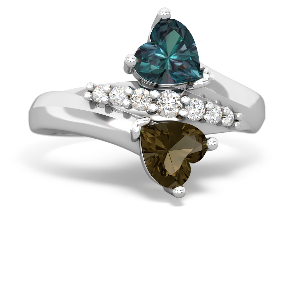 Alexandrite Heart To Heart 14K White Gold ring R2064