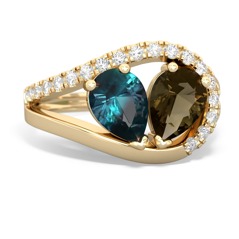 Alexandrite Nestled Heart Keepsake 14K Yellow Gold ring R5650