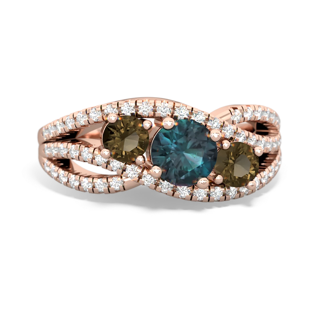 Alexandrite Three Stone Aurora 14K Rose Gold ring R3080