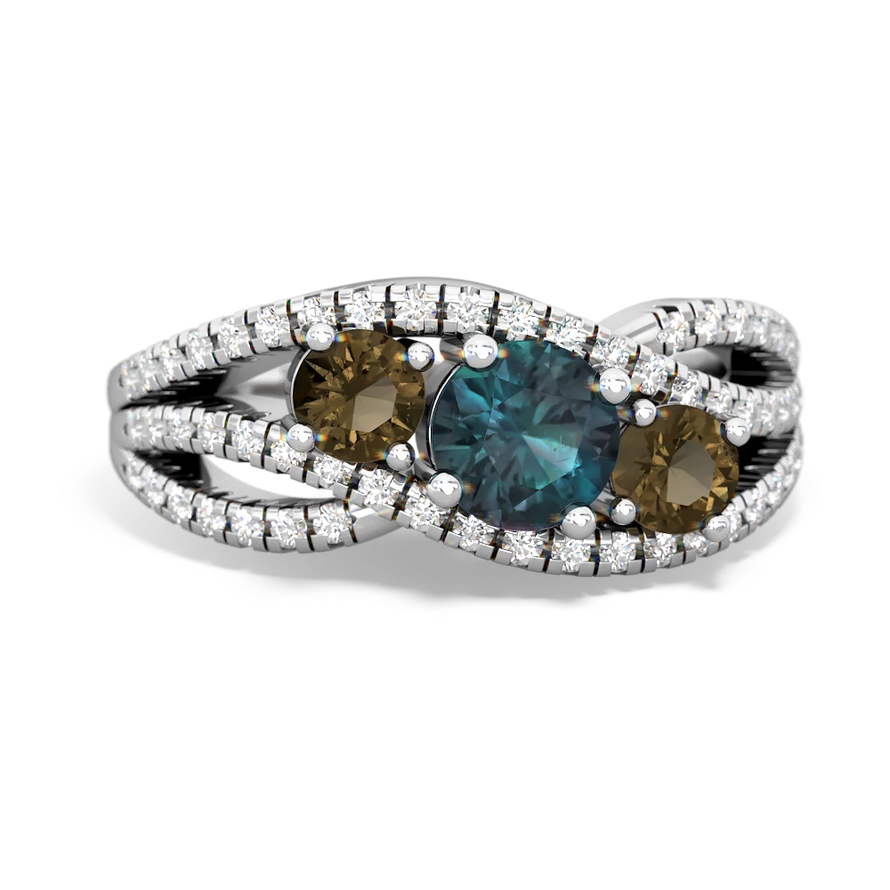 Alexandrite Three Stone Aurora 14K White Gold ring R3080