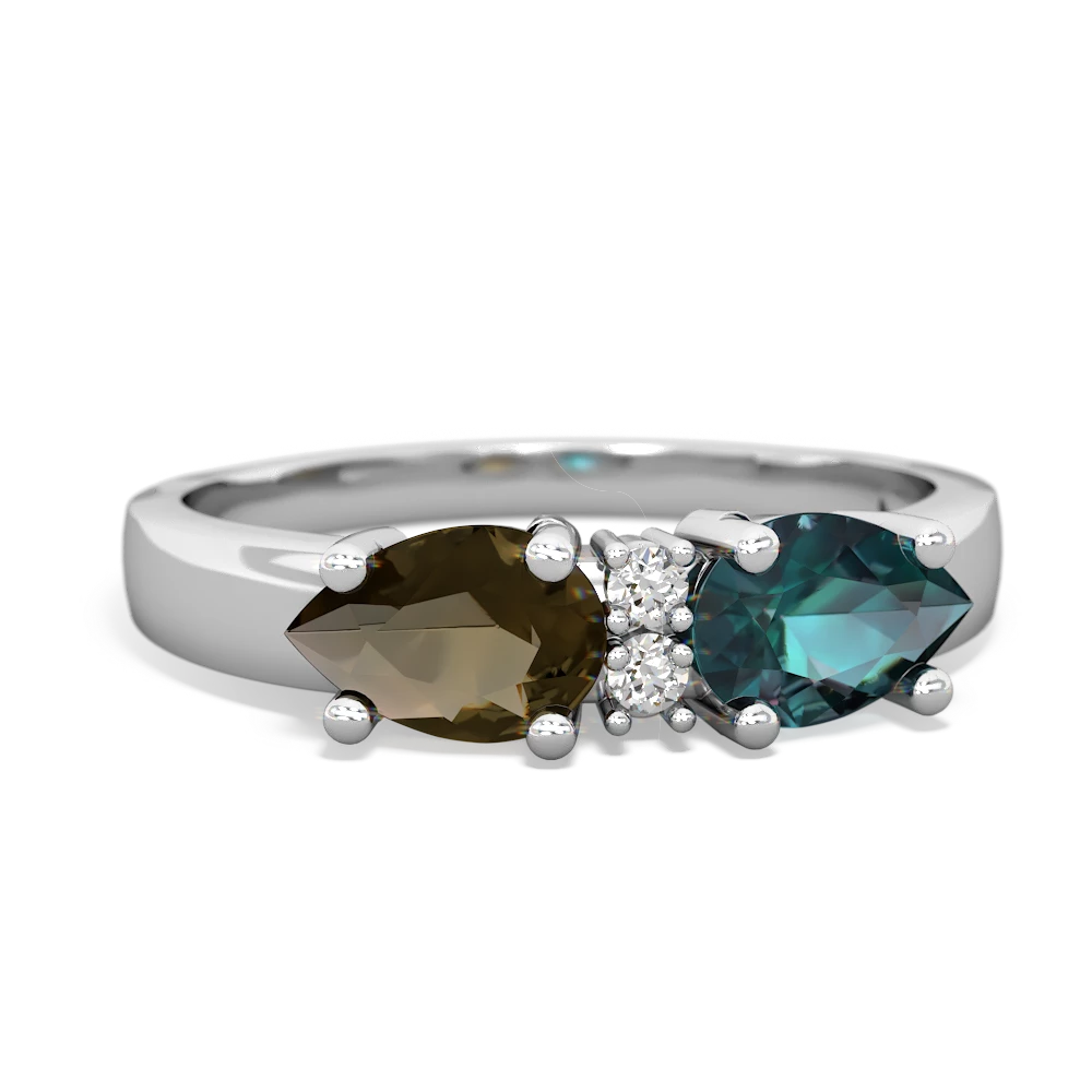 Alexandrite Pear Bowtie 14K White Gold ring R0865
