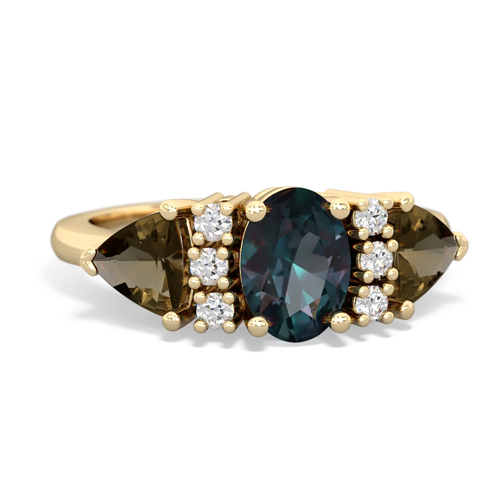 Alexandrite Antique Style Three Stone 14K Yellow Gold ring R2186