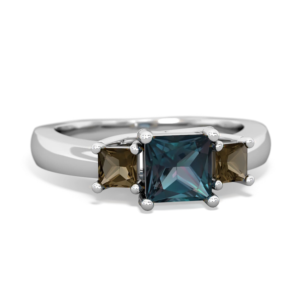 Alexandrite Three Stone Trellis 14K White Gold ring R4015