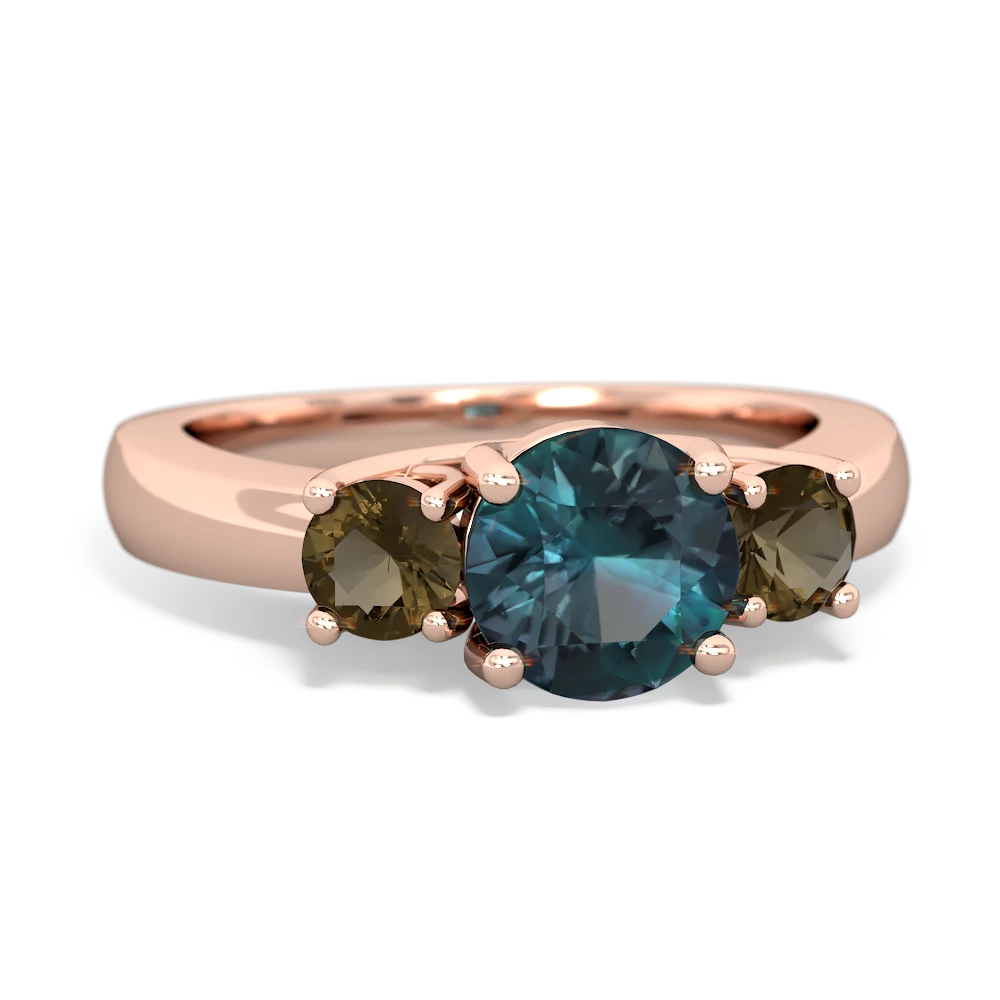 Alexandrite Three Stone Round Trellis 14K Rose Gold ring R4018