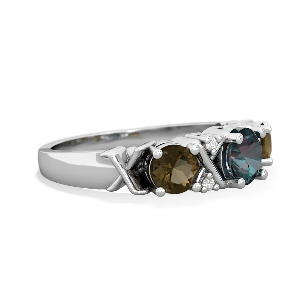 Alexandrite Hugs And Kisses 14K White Gold ring R5016